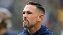 Matt LaFleur leaves the field after the Packers lost to the Panthers.