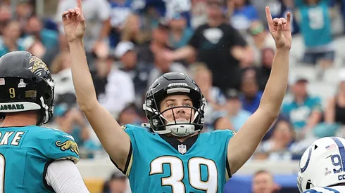 Cam Little after scoring a field goal with the Jacksonville Jaguars