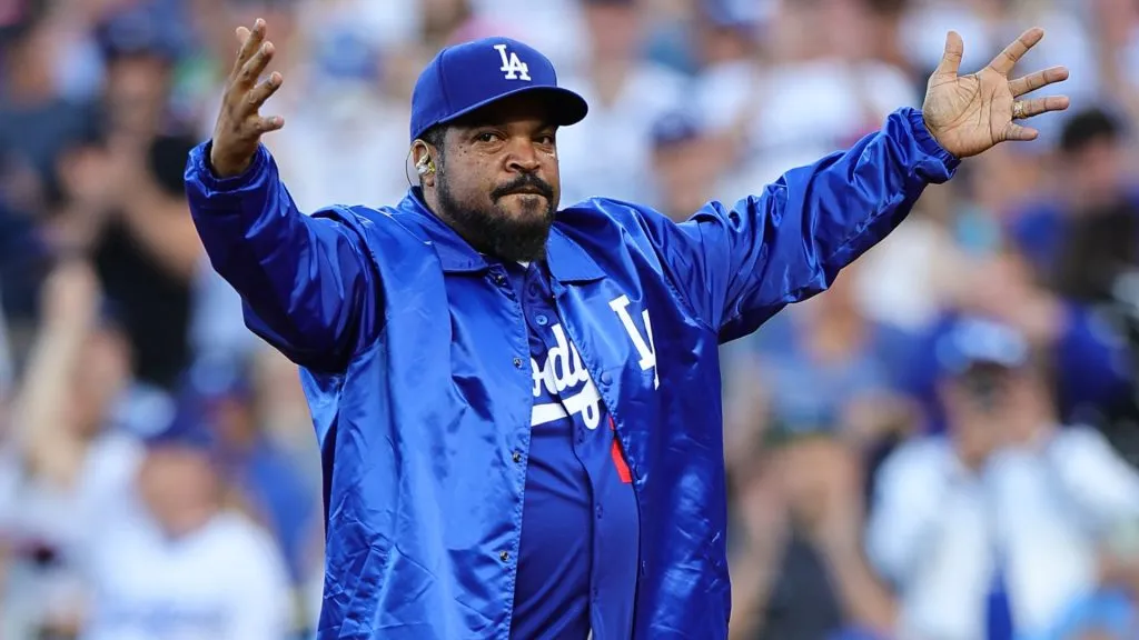 Ice Cube performs before the Yankees play the Dodgers during the 2024 World Series. (Source: Alex Slitz/Getty Images)