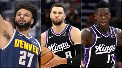 Jamal Murray of the Denver Nuggets, Zach Lavine and Dennis Schröder of the Sacramento Kings.