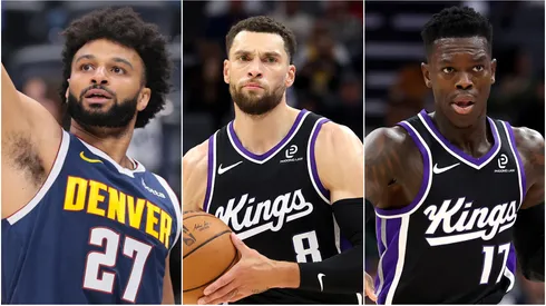 Jamal Murray of the Denver Nuggets, Zach Lavine and Dennis Schröder of the Sacramento Kings.