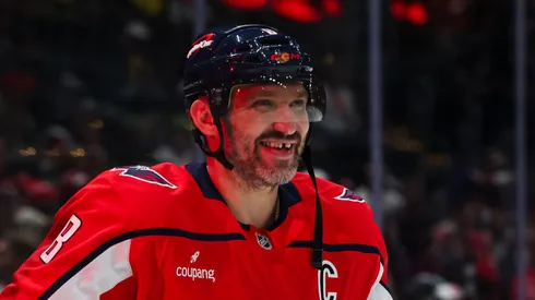 Alex Ovechkin at Capital One Arena on October 31, 2025 in Washington, DC.