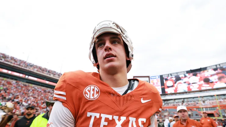 Arch Manning at Darrell K Royal-Texas Memorial Stadium on November 01, 2025 in Austin, Texas.