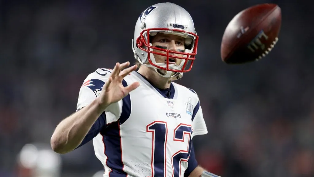 Tom Brady #12 of the New England Patriots (Source: Patrick Smith/Getty Images)