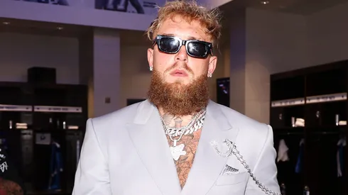 Jake Paul prepares in the locker room.