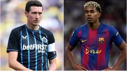 Hans Vanaken of Club Brugge and Lamine Yamal of Barcelona.