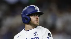 Max Muncy reacts to his fly out on June 02, 2025 in Los Angeles, California.