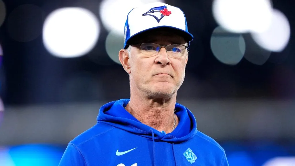 Bench coach Don Mattingly #46 of the Toronto Blue Jays is introduced before game one of the 2025 World Series. Mark Blinch/Getty Images)
