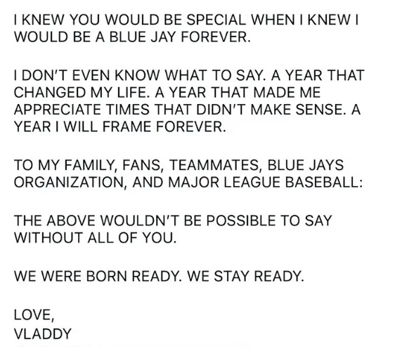 Guerreo Jr’s Instagram: @vladdyjr27