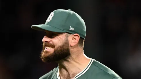 Lucas Giolito reacts after being taken out of the game vs the Yankees on September 12, 2025, Massachusetts.