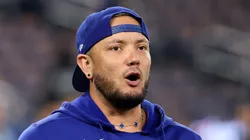 Miguel Rojas reacts before the game against the Blue Jays on November 01, 2025 in Toronto.