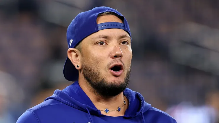 Miguel Rojas reacts before the game against the Blue Jays on November 01, 2025 in Toronto.
