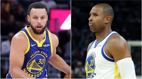 Stephen Curry and Al Horford of the Golden State Warriors.