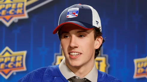 Gabriel Perreault at Bridgestone Arena on June 28, 2023 in Nashville, Tennessee.