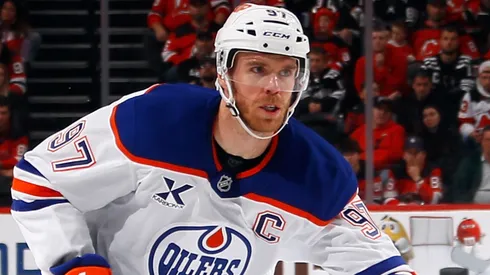 Connor McDavid at the Prudential Center on October 18, 2025 in Newark, New Jersey.