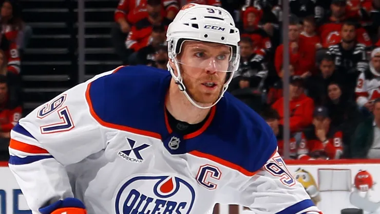 Connor McDavid at the Prudential Center on October 18, 2025 in Newark, New Jersey.