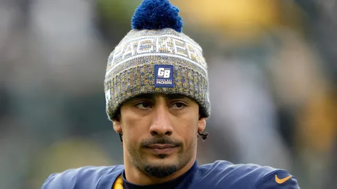 Jordan Love walks off the field after a loss to the Panthers on November 02, 2025 in Green Bay.