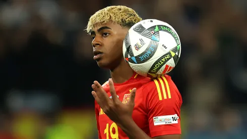 Lamine Yamal of Spain looks on.