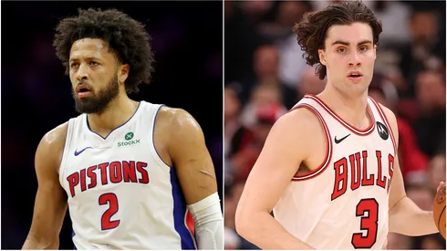 Cade Cunningham of the Detroit Pistons and Josh Giddey of the Chicago Bulls.