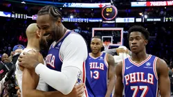 Philadelphia 76ers players after the game against the Boston Celtics.