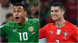 Adam Idah of Ireland and Cristiano Ronaldo of Portugal.