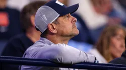 Manager Aaron Boone of the New York Yankees looks on.