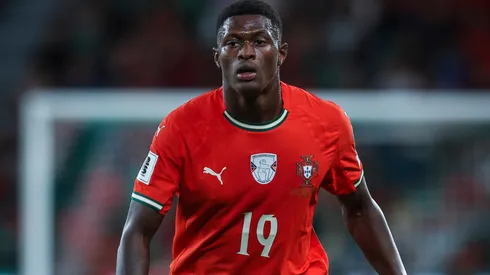 Nuno Mendes of Portugal controls the ball.