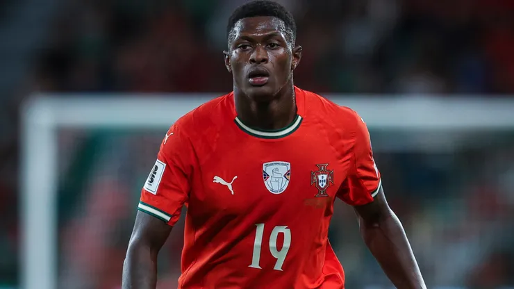 Nuno Mendes of Portugal controls the ball.