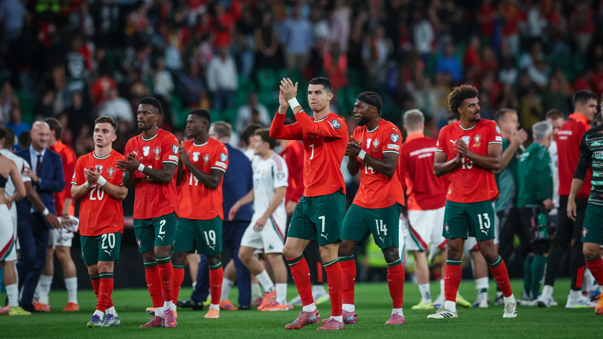 Players of Portugal thank supporters at the end of the FIFA World Cup 2026 qualifier match between Portugal and Hungary. Carlos Rodrigues/Getty Images