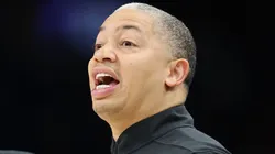 Head coach Tyronn Lue of the LA Clippers reacts.