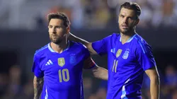 Lionel Messi and Giovani Lo Celso of Argentina.