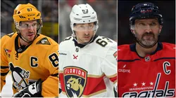 Sidney Crosby (left), Brad Marchand (middle), and Alex Ovechkin (right)