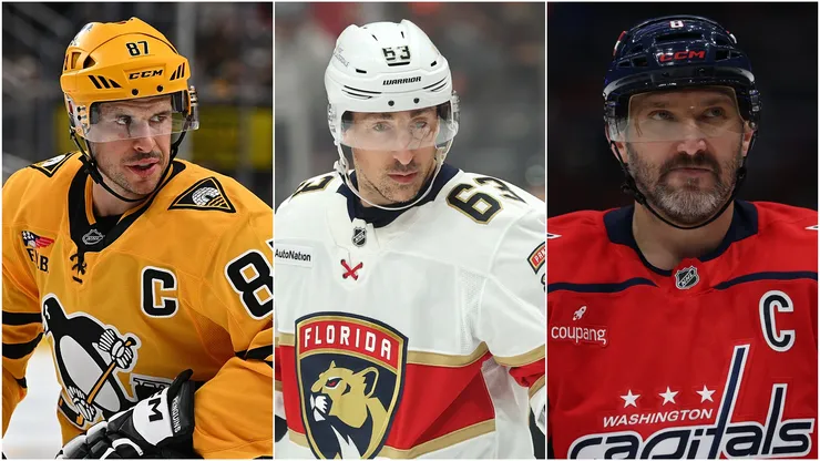 Sidney Crosby (left), Brad Marchand (middle), and Alex Ovechkin (right)