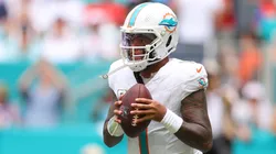 Tua Tagovailoa #1 of the Miami Dolphins in 2025.