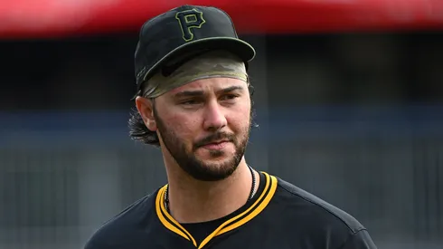 Paul Skenes #30 of the Pittsburgh Pirates walks in from the bullpen.