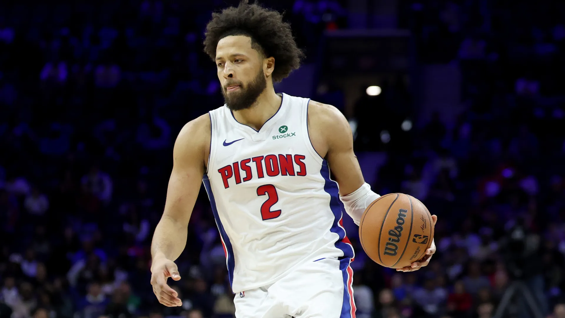 Cade Cunningham during a game against the 76ers. (Getty Images)