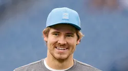 Justin Herbert warms up vs the Titans on November 02, 2025 in Nashville.