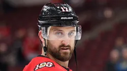 Nick Foligno warms up prior to the game vs the Senators on October 28, 2025 in Chicago.