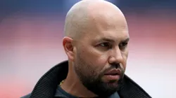 Carlos Beltran stands on the field before the Mets home opener on April 04, 2025, New York City.