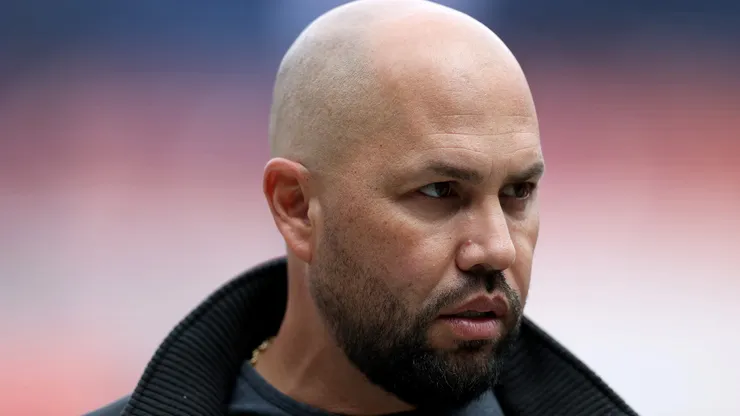 Carlos Beltran stands on the field before the Mets home opener on April 04, 2025, New York City.