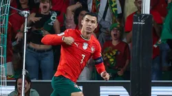 Cristiano Ronaldo of Portugal celebrates after scoring.