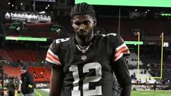 Shedeur Sanders #12 of the Cleveland Browns walks off the field.