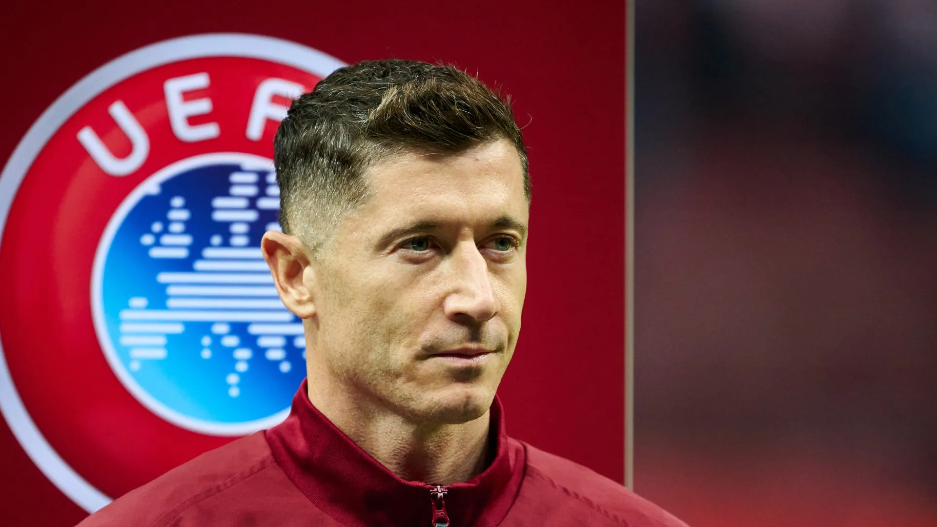 Robert Lewandowski during national anthems