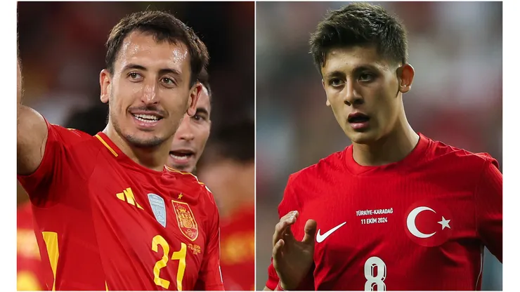 Mikel Oyarzabal of Spain and Arda Guler of Turkey.