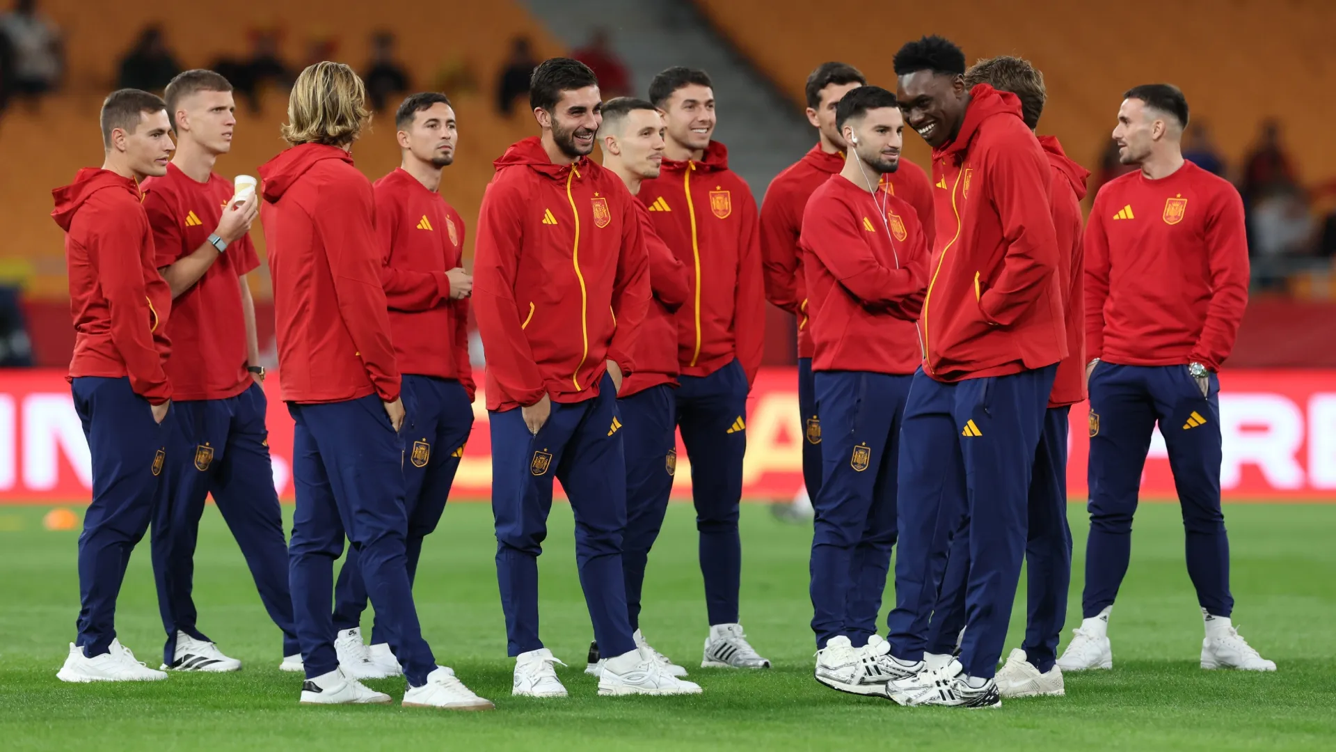 Ferran Torres and Samu Aghehowa of Spain look on prior to the FIFA World Cup 2026 qualifier match. Florencia Tan Jun/Getty Images