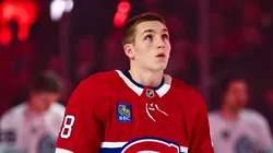 Lane Hutson at the Bell Centre on October 14, 2025 in Montreal, Quebec, Canada.