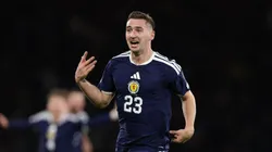 Kenny McLean celebrates the goal that sealed Scotland's win over Denmark.