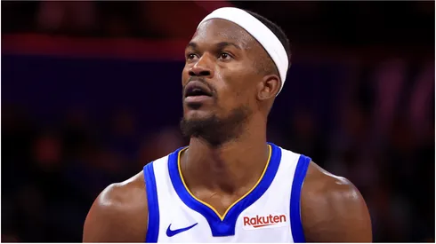 Jimmy Butler III #10 of the Golden State Warriors shoots a technical foul shot.