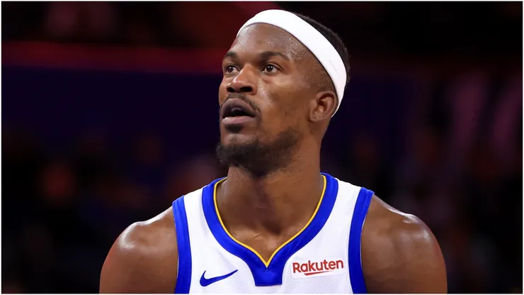 Jimmy Butler III #10 of the Golden State Warriors shoots a technical foul shot.