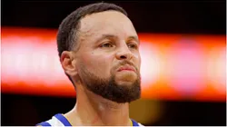 Stephen Curry #30 of the Golden State Warriors looks on.